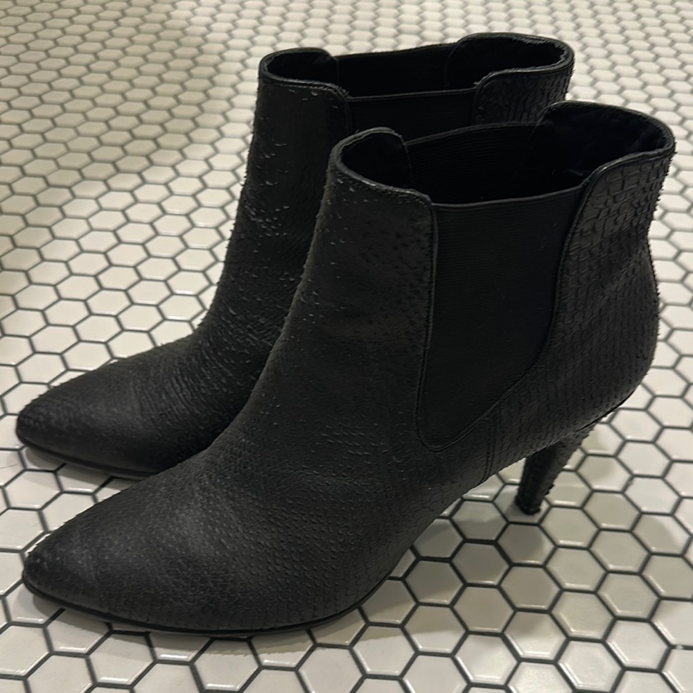 Ecco Textured Black Ankle Booties